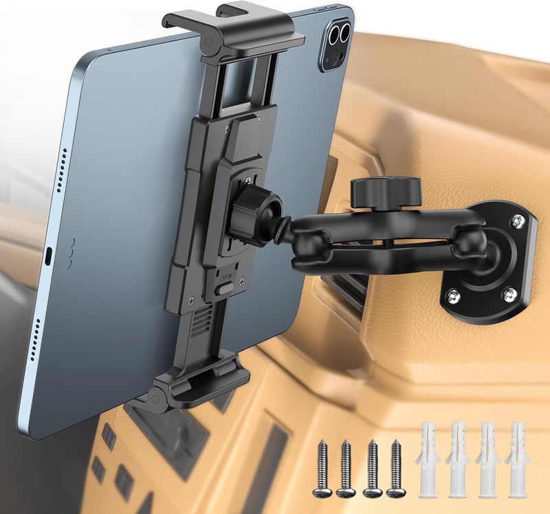 OHLPRO Tablet Holder for Car & Truck Dashboard Heavy Duty iPad Mount with Drill Base 360° Rotating Arm, Compatible with 5"-13" Tablets & Phones, Kindle, Ideal for Commercial Vehicles, Wall, Desk - Image 1